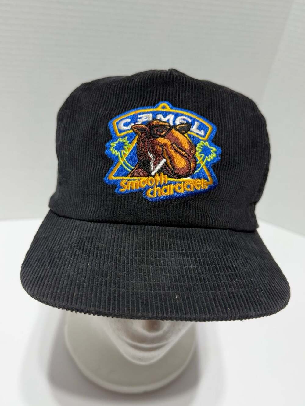 Vintage Camel Cigarettes Smooth Character Black Corduroy Snapback Hat
